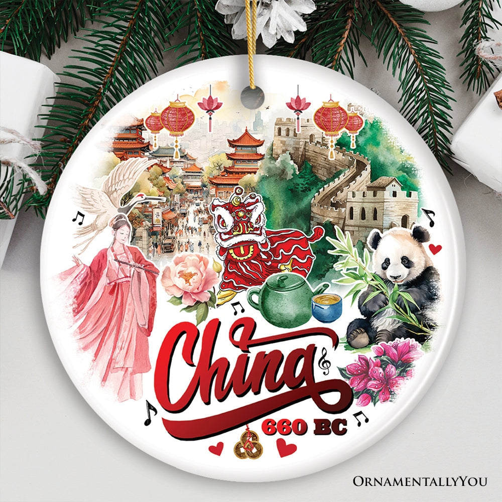 Vintage Artistic China Ornament, Chinese Heritage Gift and Keepsake