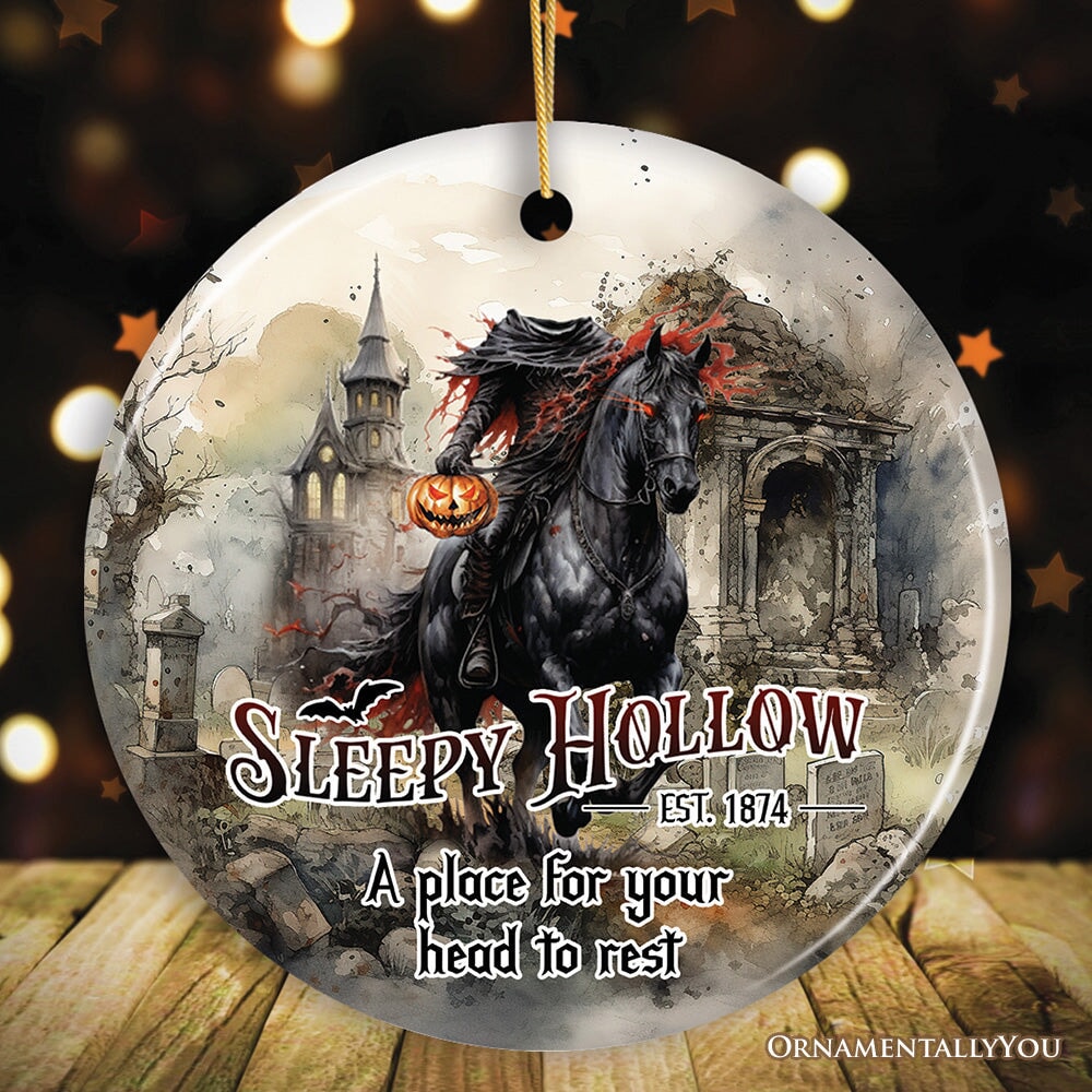 Vintage Sleepy Hollow Dark and Spooky Ornament, Headless Horseman Halloween Souvenir