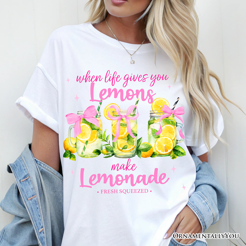 When Life Gives You Lemons Make Lemonade T-Shirt, Coquette White, Natural and Black Summer Girl Tee
