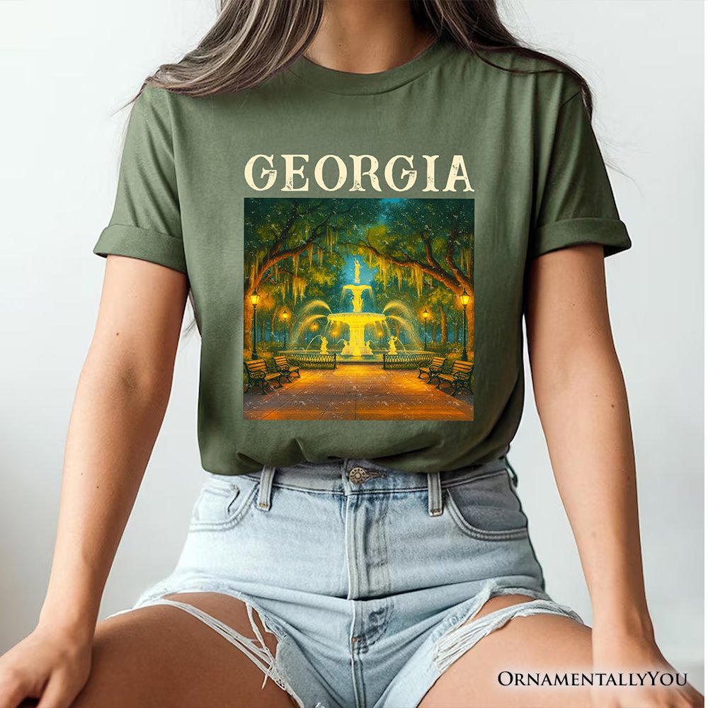 Charming Georgia State Forsyth Park T-Shirt, Savannah Landmark Tee and Southern Travel Souvenir