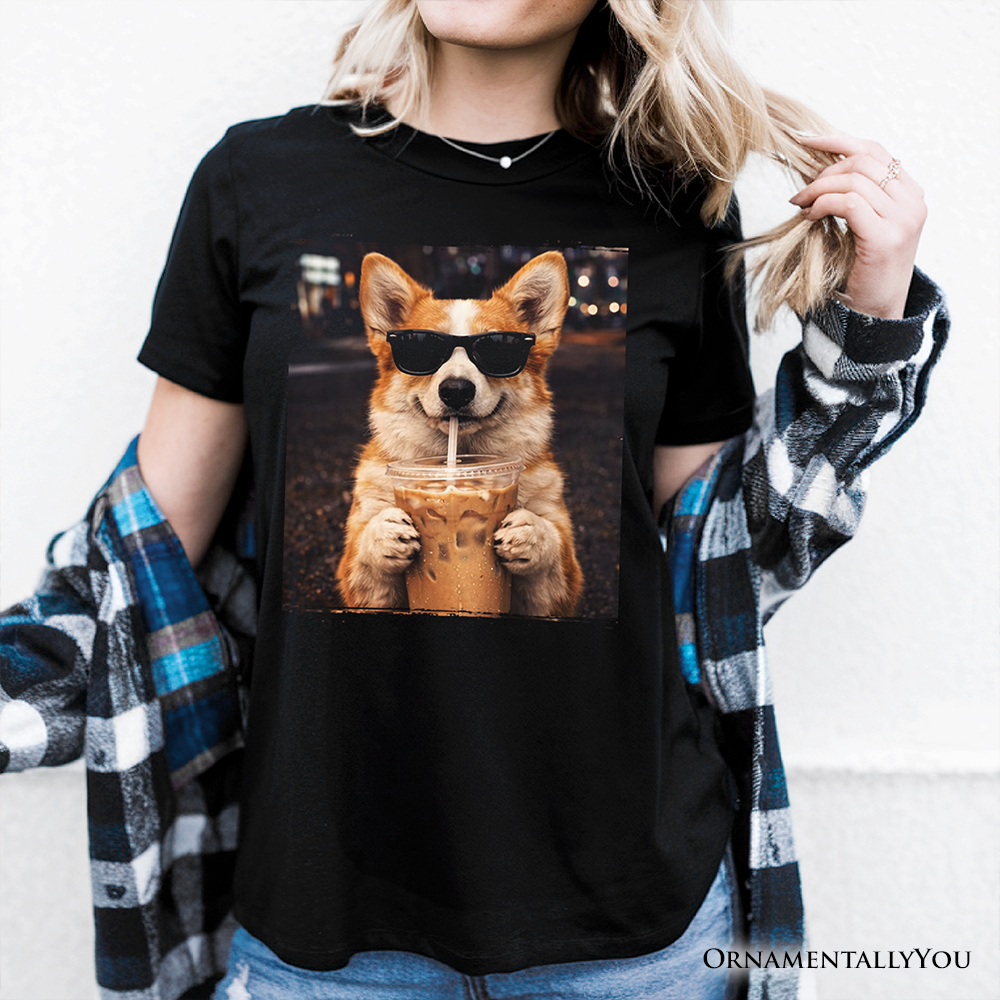 Corgi Iced Coffee T-Shirt, Funny Dog Parents Tee