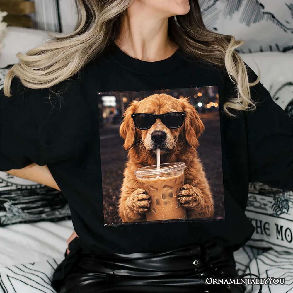 Golden Retriever Iced Coffee T-Shirt, Funny Dog Parents Tee