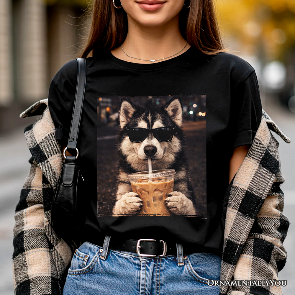 Husky Iced Coffee T-Shirt, Funny Dog Parents Tee