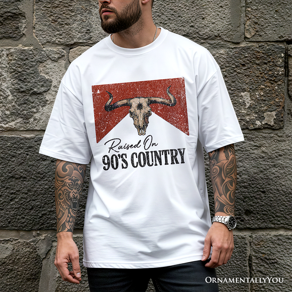 Raised On 90s Country T-Shirt, Vintage Bull Skull Tee
