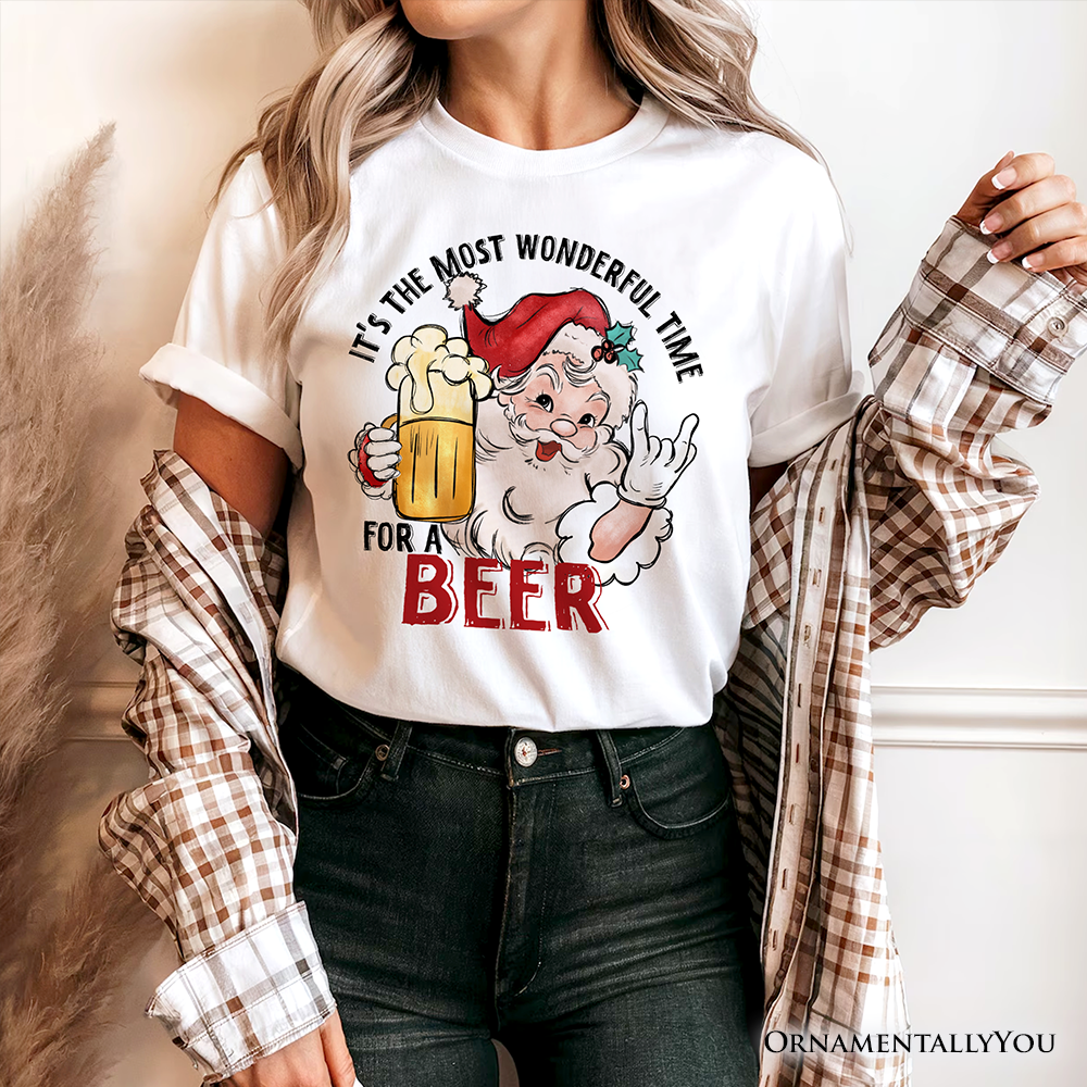 Santa Beer Christmas T‑Shirt, It’s The Most Wonderful Time Funny Holiday Tee for Festive Drinkers