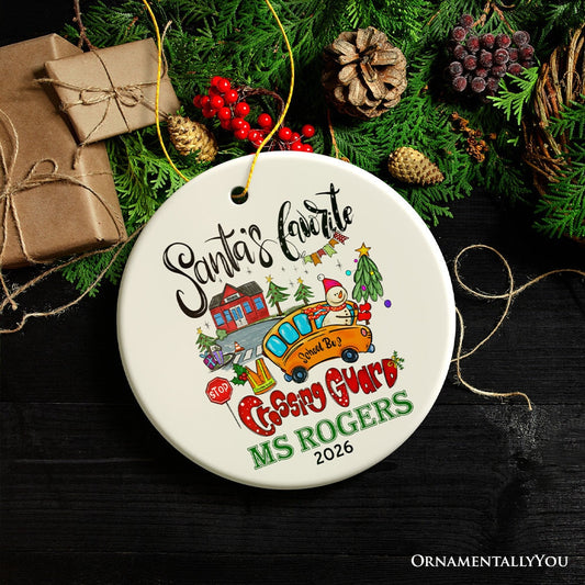 Santa’s Favorite Crossing Guard Personalized Christmas Ornament, School Crossing Patrol Officer Appreciation Gift
