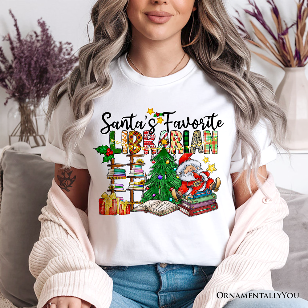Santa’s Favorite Librarian T-Shirt, Merry Christmas Tee