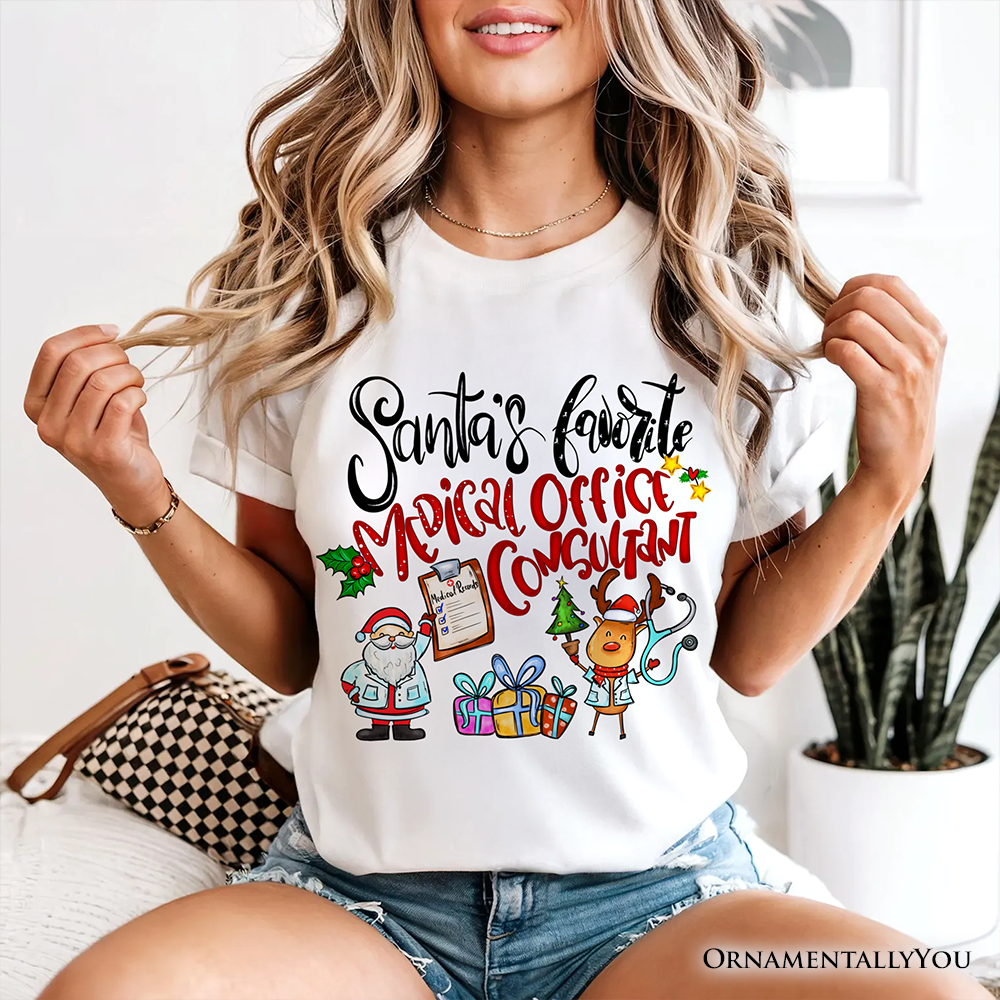 Santa's Favorite Medical Office Consultant T-Shirt, Merry Christmas Medical Records Tee
