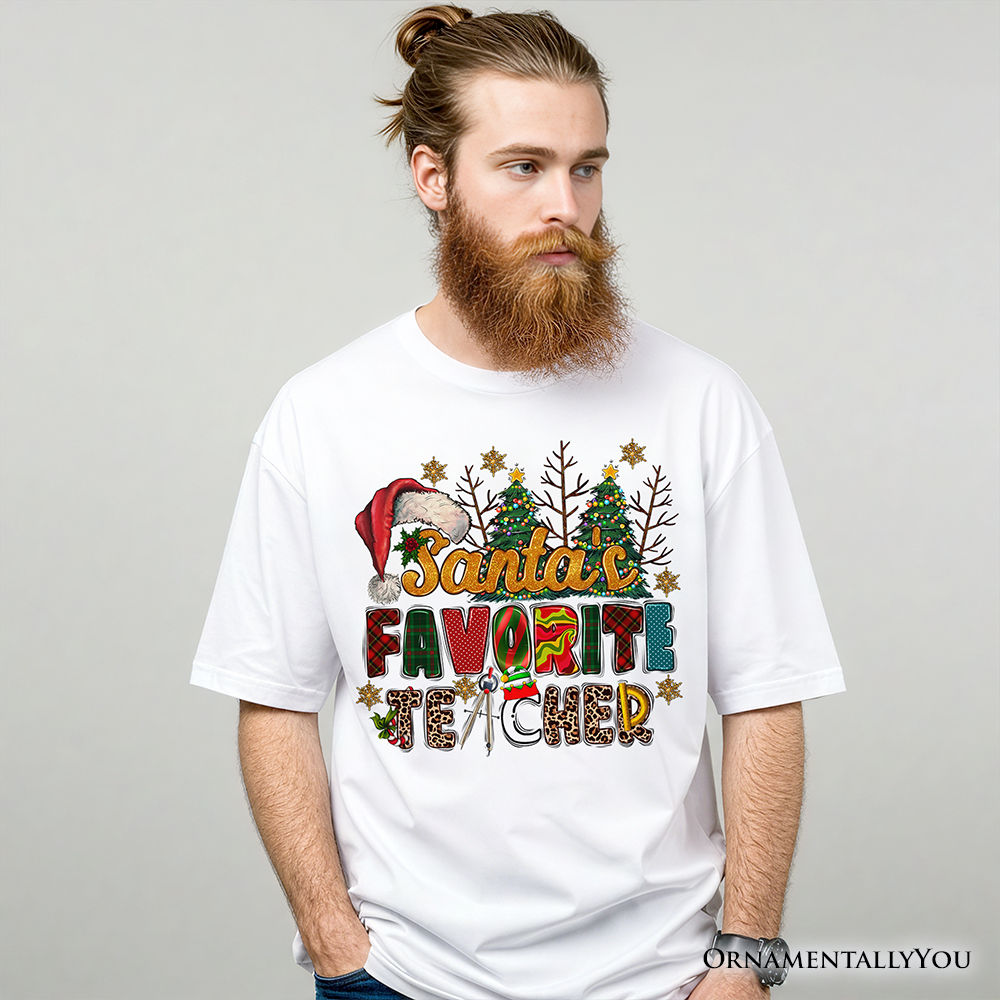 Santa’s Favorite Teacher Christmas T-Shirt, Fun Holiday Classroom Tee