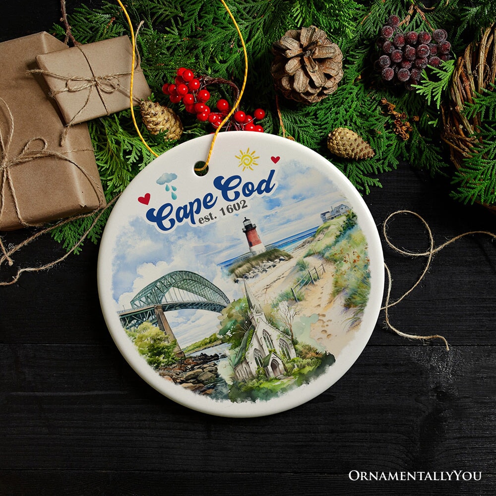 Serene and Vintage Cape Cod Massachusetts Ornament, Rustic Christmas Souvenir and Gift