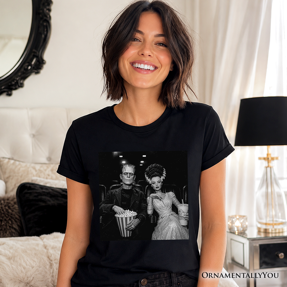 Frankenstein Movie Date Night T-Shirt, Vintage Horror Couple Cinema Tee