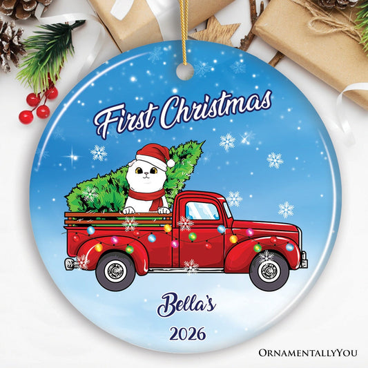 Personalized Christmas Cat Family Ornament, Up to Three Kittens with Names