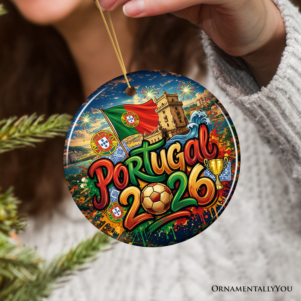 Portugal 2026 Soccer Cup Global Championship Ornament, Fans Football Gift and Tree Decor