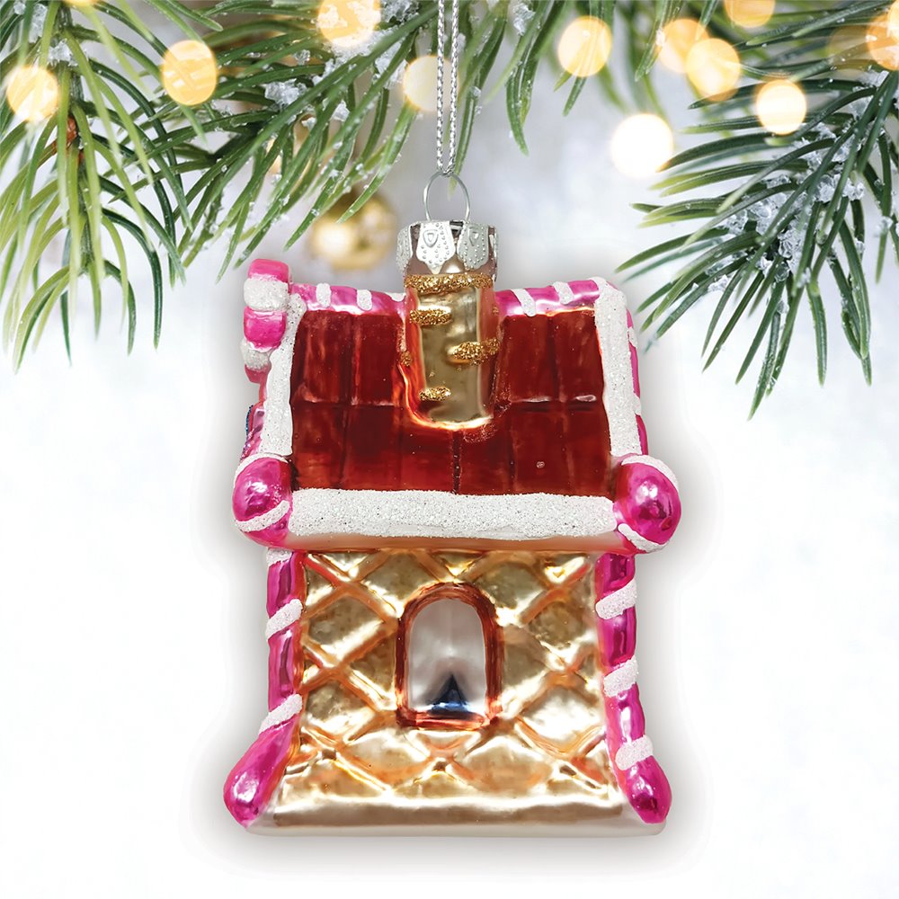 Sweet Treat Cottage Candy Lane House Glass Christmas Ornament