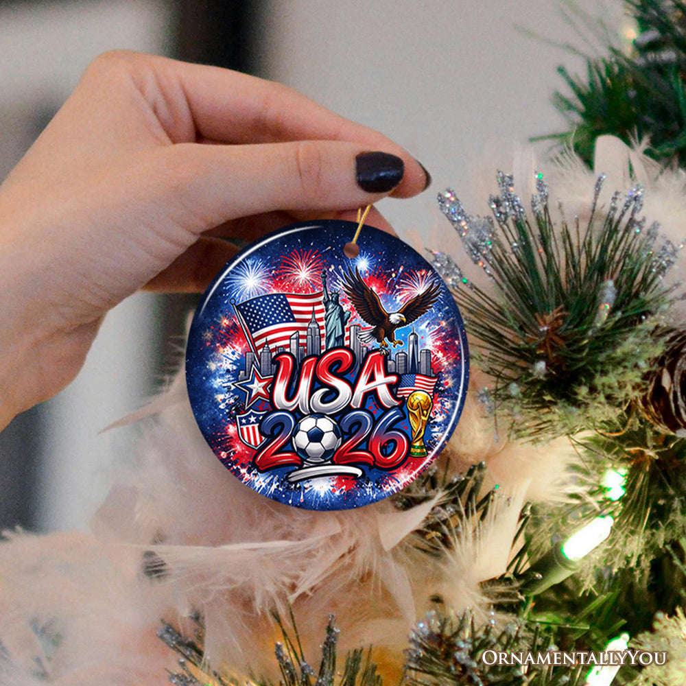 USA 2026 Soccer Cup Global Championship Ornament, Fans Football Gift and Tree Decor