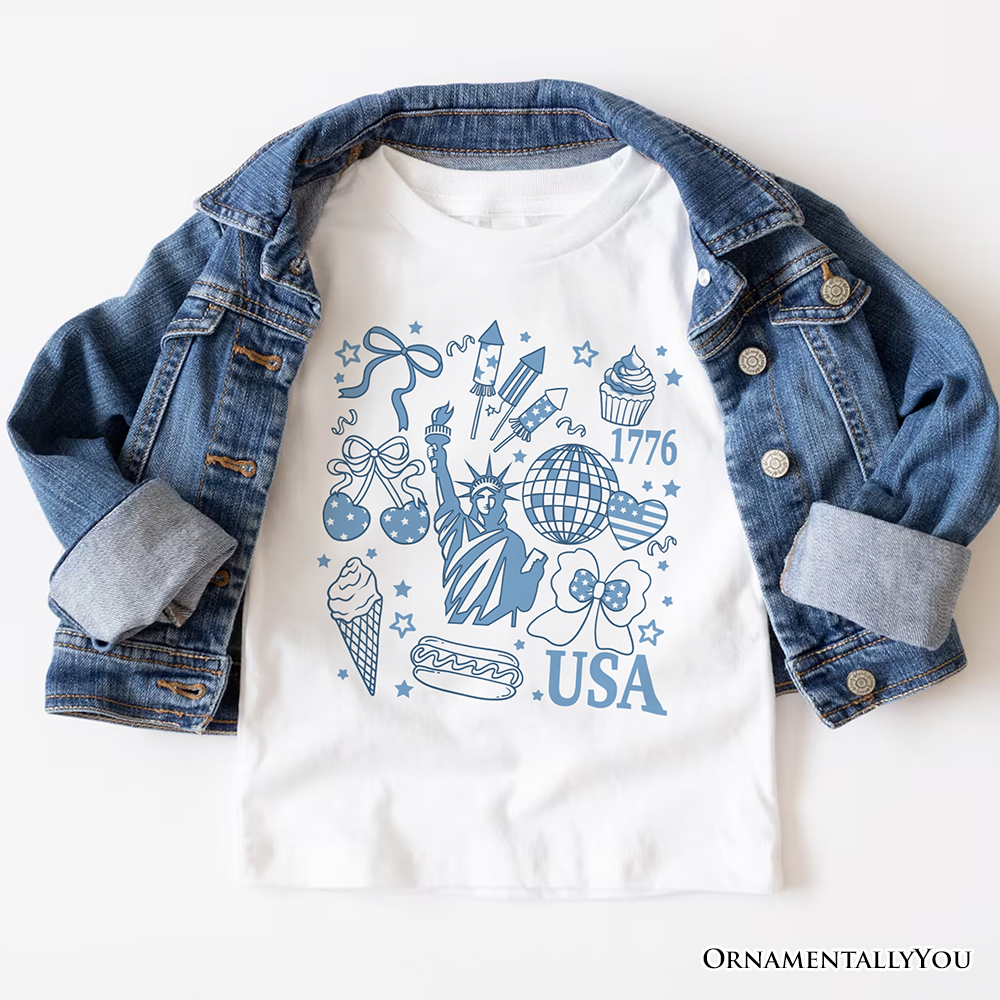 USA Liberty Retro Coquette T-Shirt, 1776 Patriotic 4th of July Tee