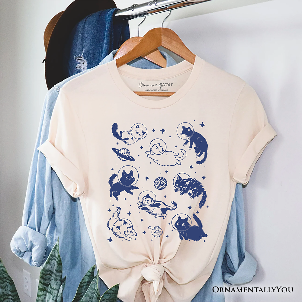 Cats in Space Retro T-Shirt, Funny Astronaut Kitty Tee with Cosmic Vibes