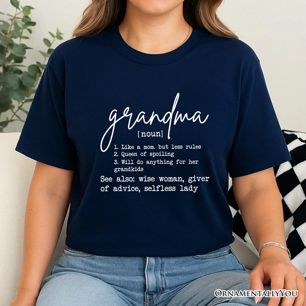 Grandma Definition T-Shirt, White, Natural, Navy and Black Funny Tee for Grandmothers