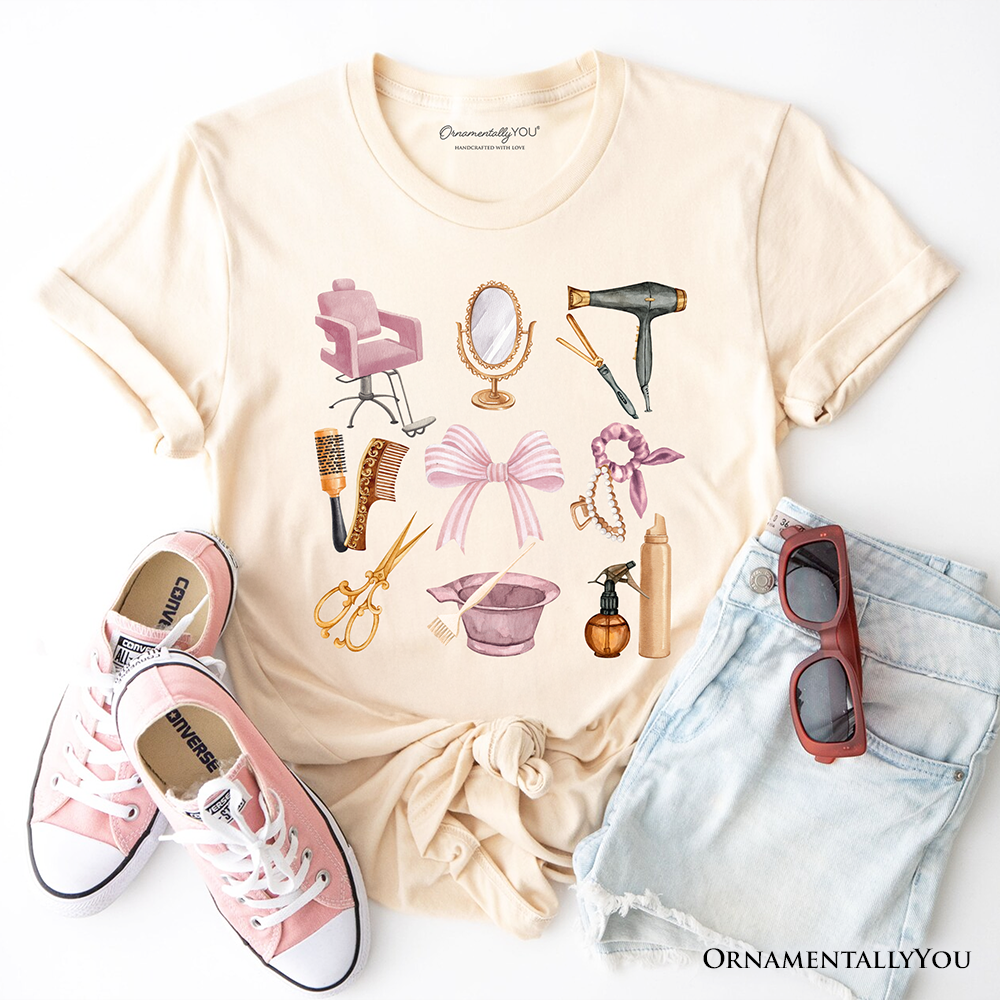 Hairstylist Coquette Aesthetic T-Shirt, Pink Hair Dresser Tee