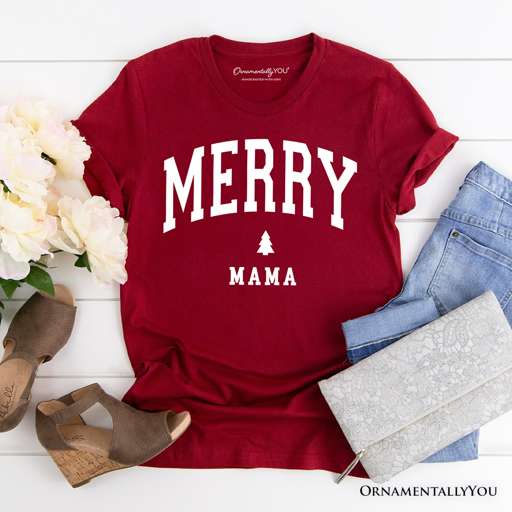 Merry Mama Retro Christmas T-Shirt, Matching Family Holiday Tee