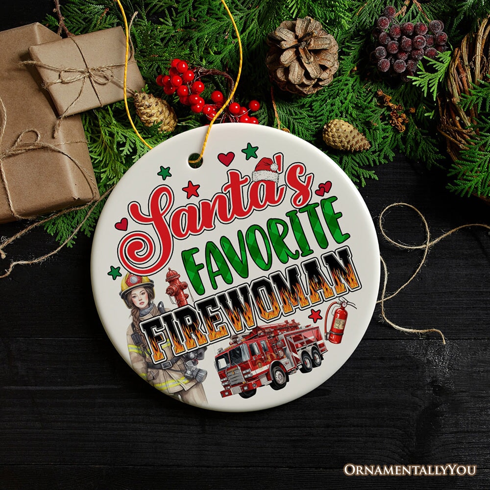 Santa's Favorite Fireman and Firewoman Ornament, Artistic Christmas Appreciation Keepsake