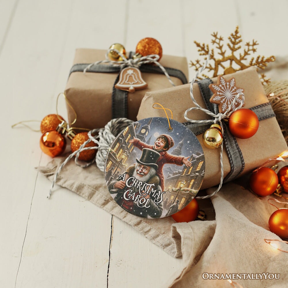 Scrooge and Tiny Tim Ornament, A Christmas Carol Victorian Gift and Tree Decor