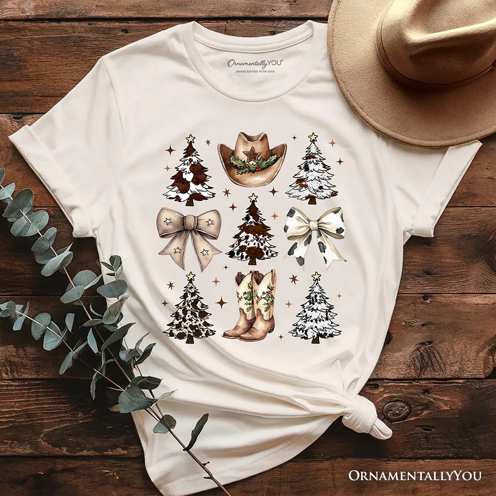 Western Christmas Coquette Tree T-Shirt, Country Holiday Cowboy Tee