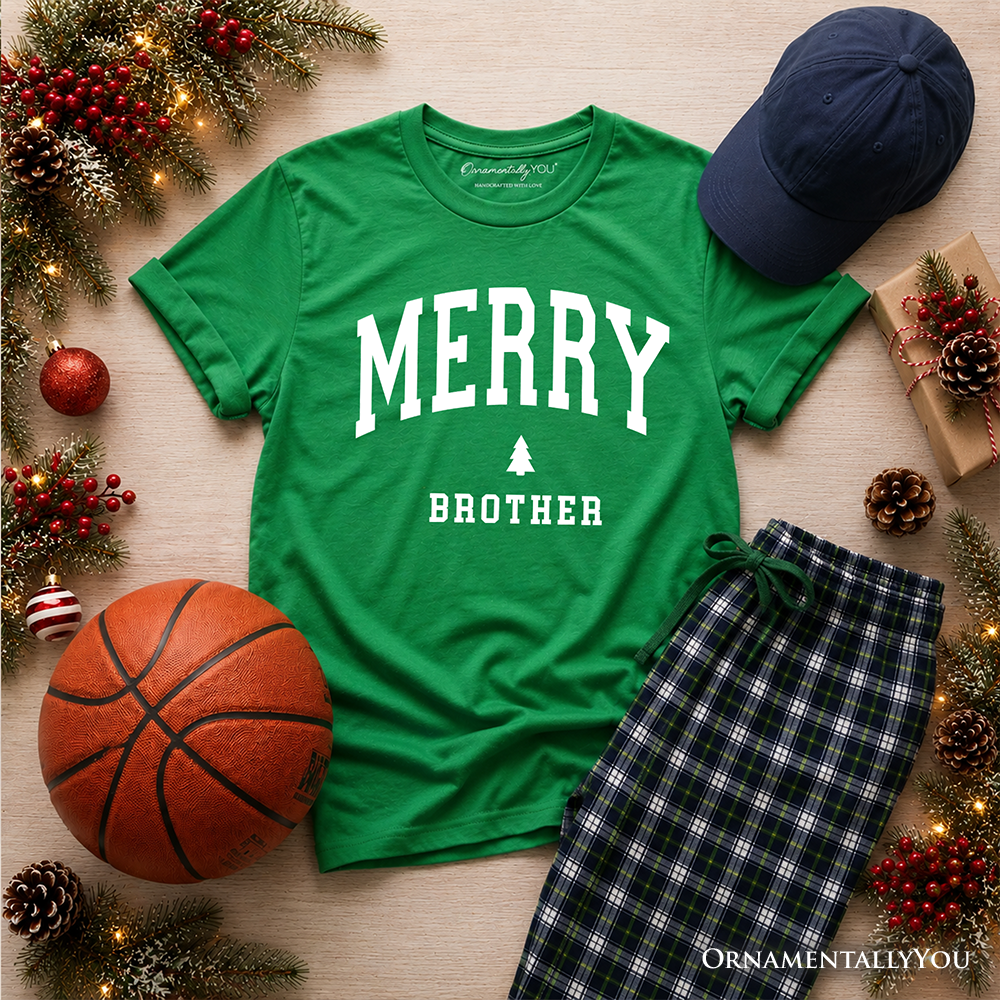 Kids Merry Brother Retro Christmas T-Shirt, Matching Family Holiday Youth Tee