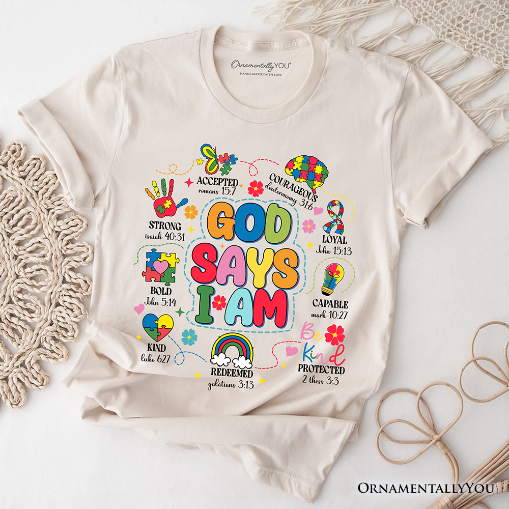 God Says I Am Christian Autism T-Shirt, Motivational Awareness Tee