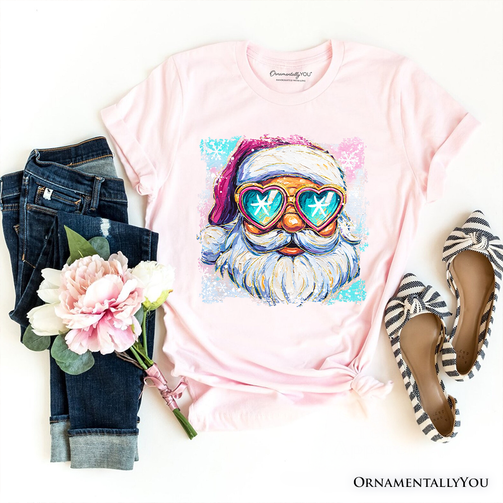 Merry Christmas Santa Sunglasses Christmas T-Shirt, Funky Retro Holiday Tee