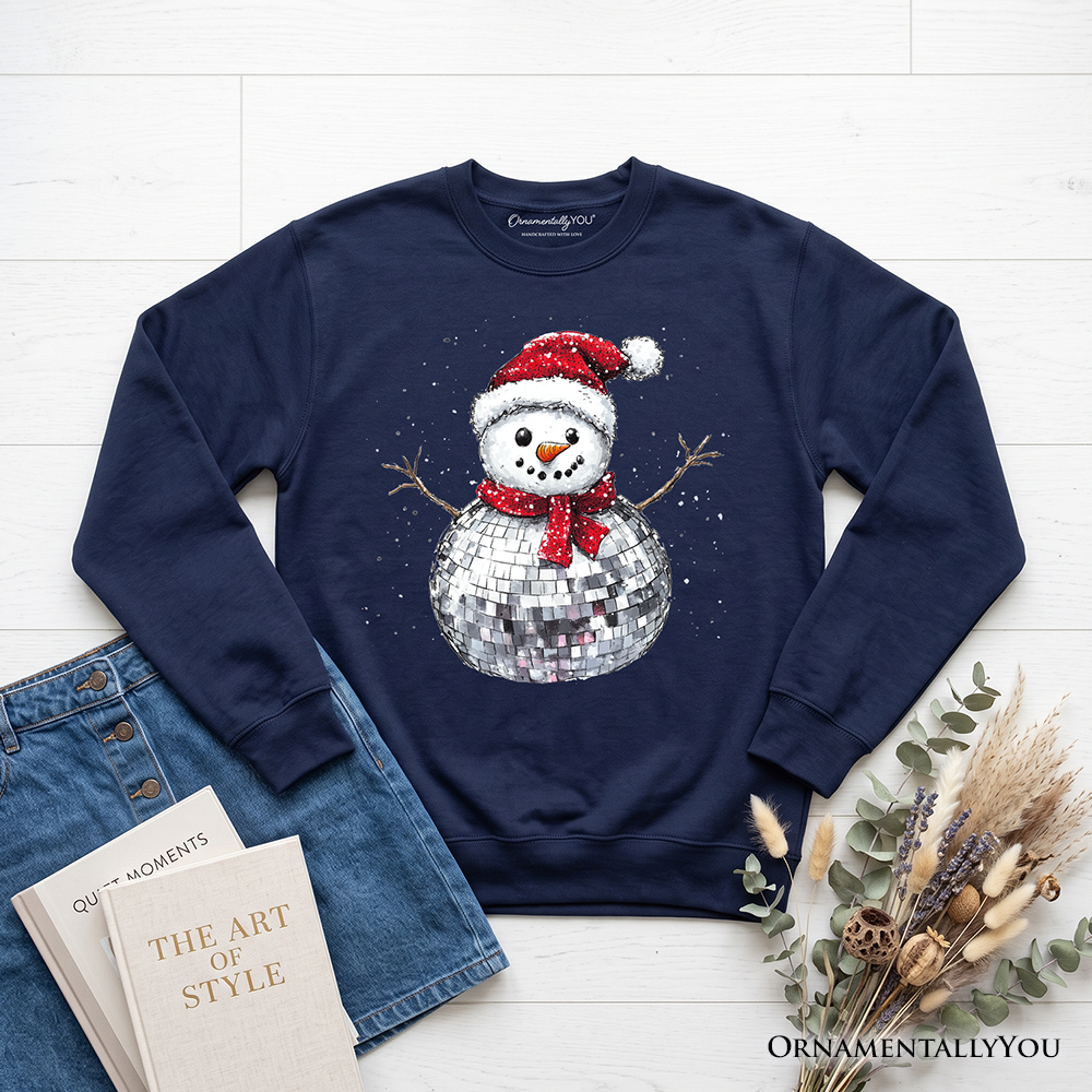 Disco Snowman Christmas Sweatshirt, Retro Holiday Sweater for Dancers