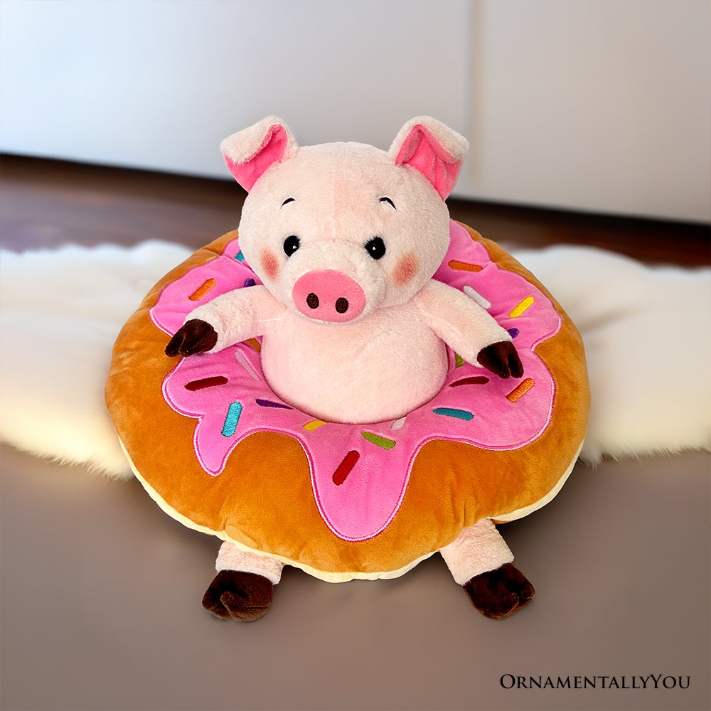 Ollie Oinker the Pig Plushie, Adorable 12" Donut Ring Stuffed Animal for Kids’ Gifts