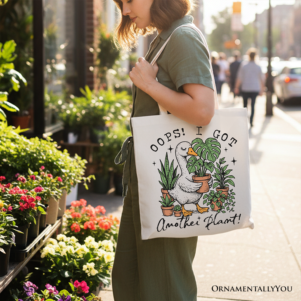Oops I Got Another Plant Goose Canvas Tote Bag, Sarcastic Gardening Humor Gift