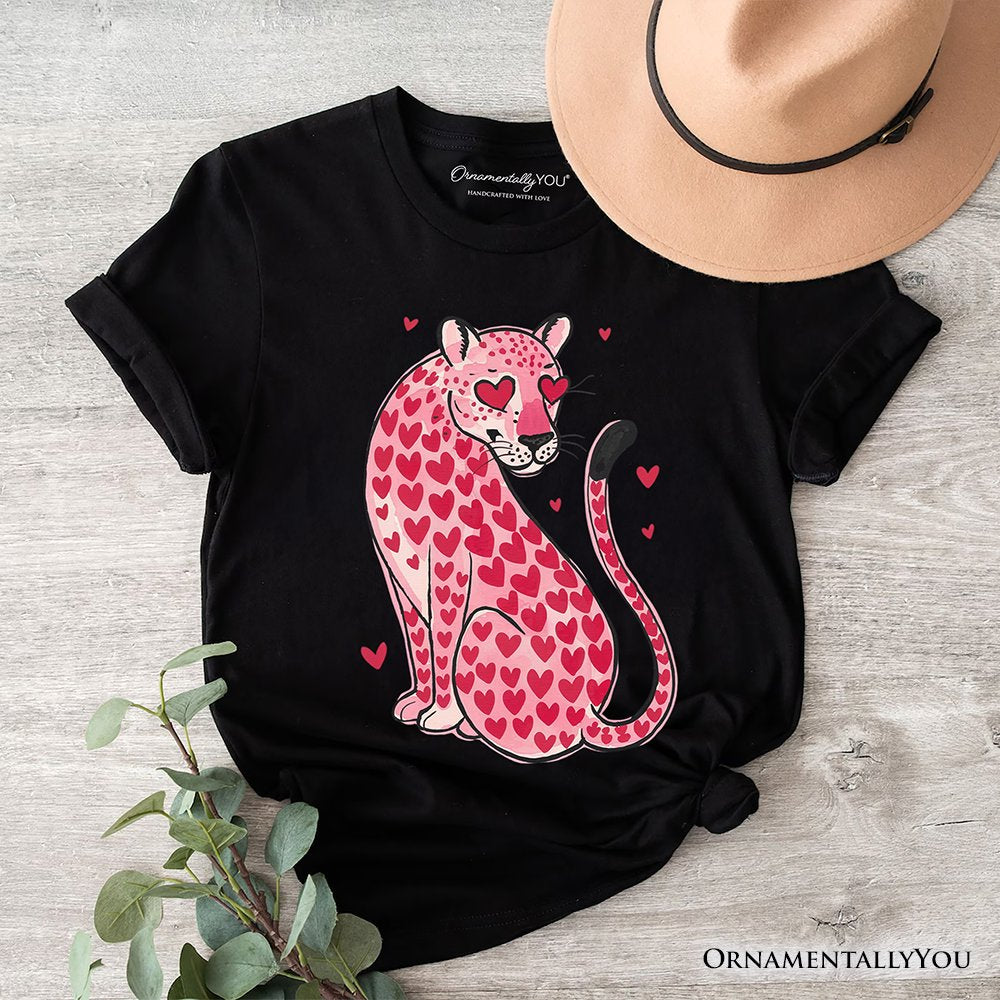 Pink Leopard Valentine T-Shirt, Cute Love Hearts Tee