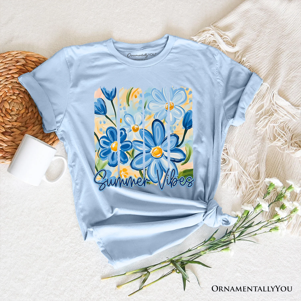 Summer Vibes Brushsroke Flowers T-Shirt, Aesthetic Tee