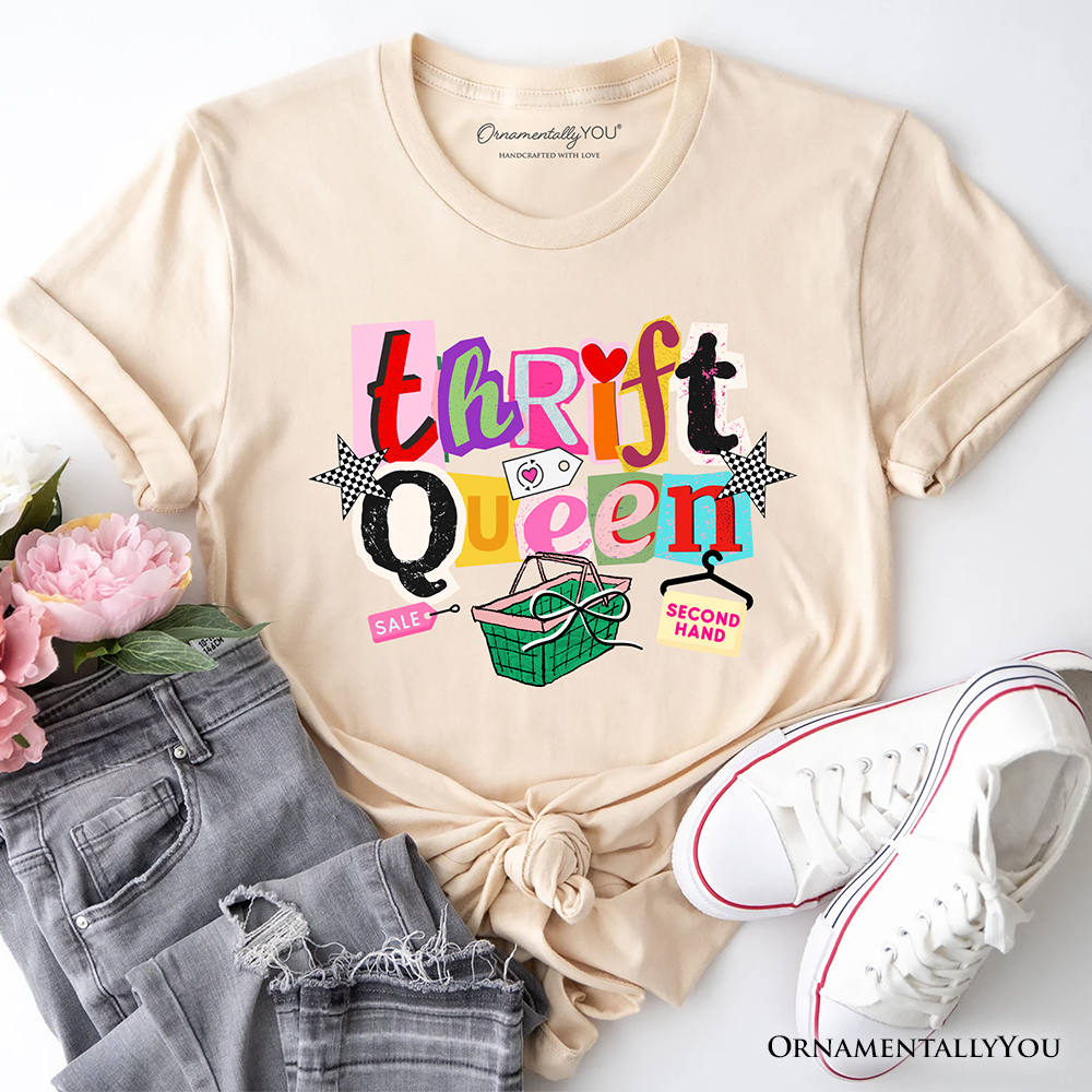Thrift Queen T-Shirt, Colorful Second Hand Shopping Tee