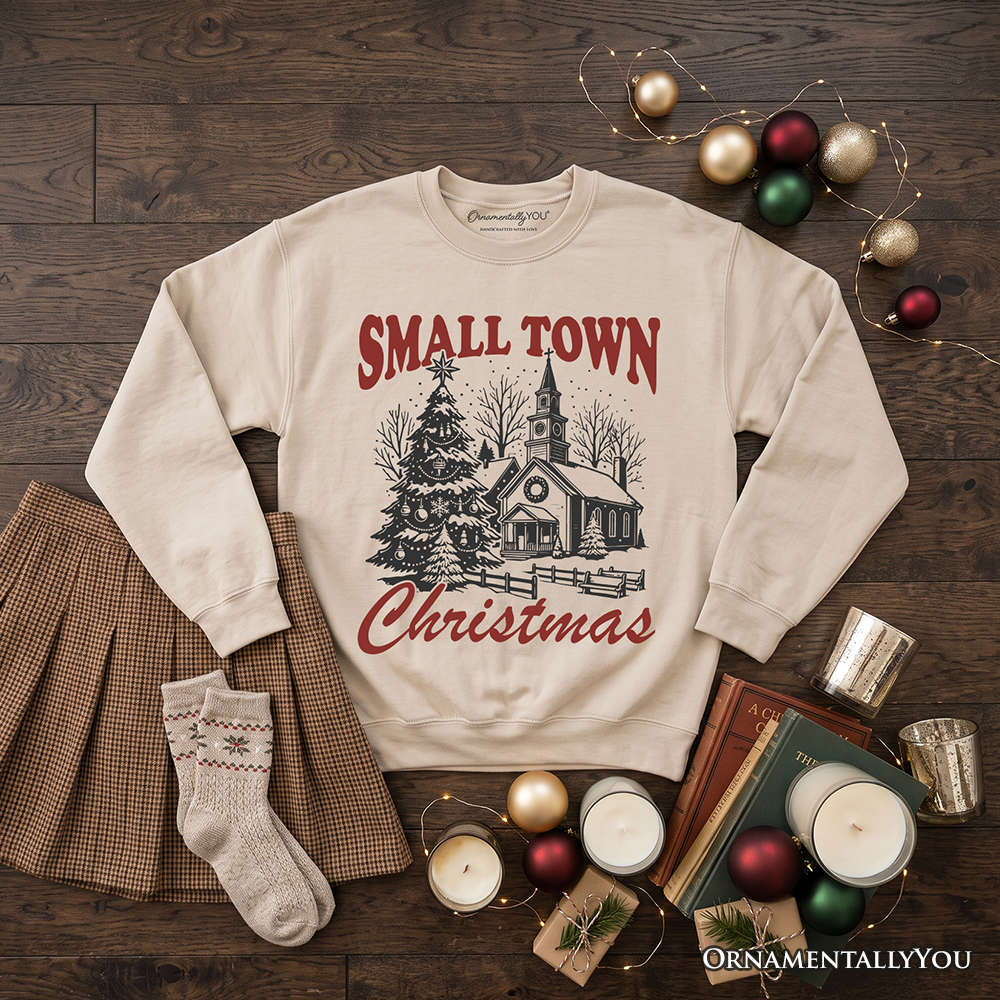 Small Town Christmas Vintage Sweatshirt, Rustic Winter Church Sweater