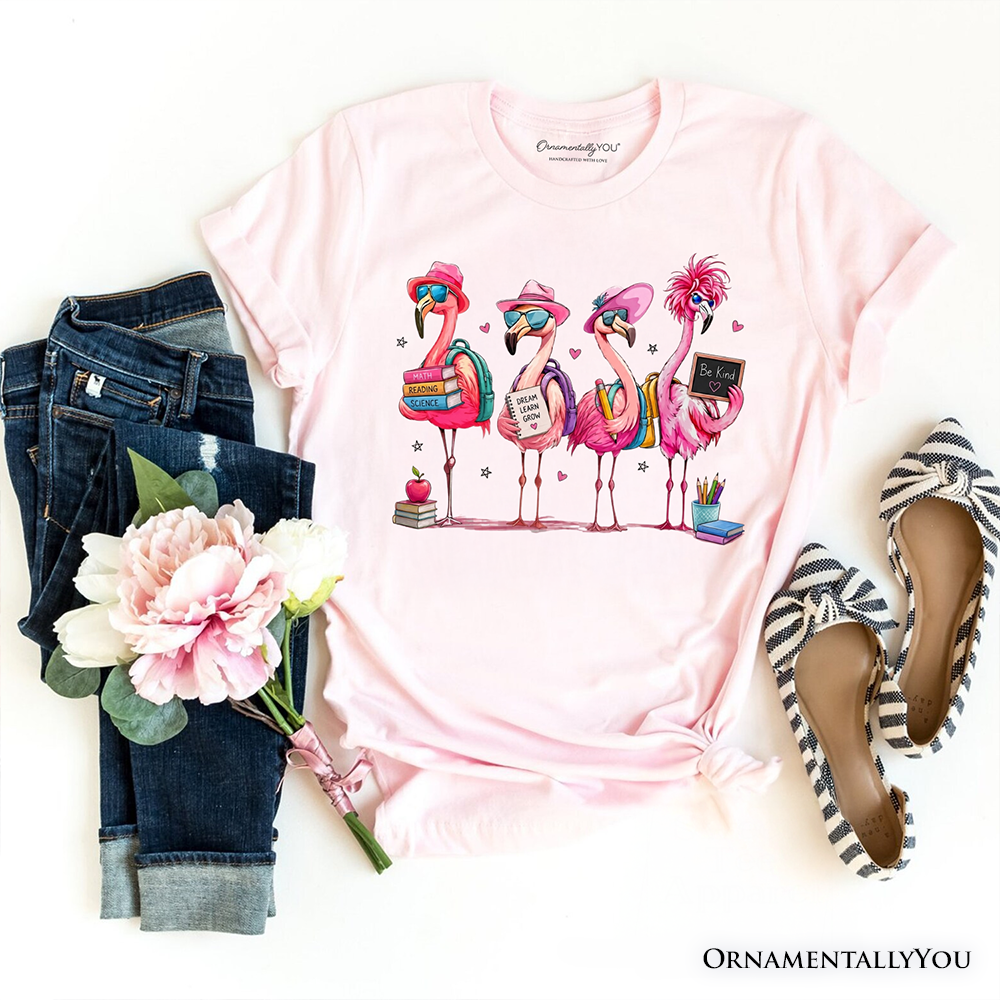 Flamingo Back to School T-Shirt, Cute Tee With Tropical Birds