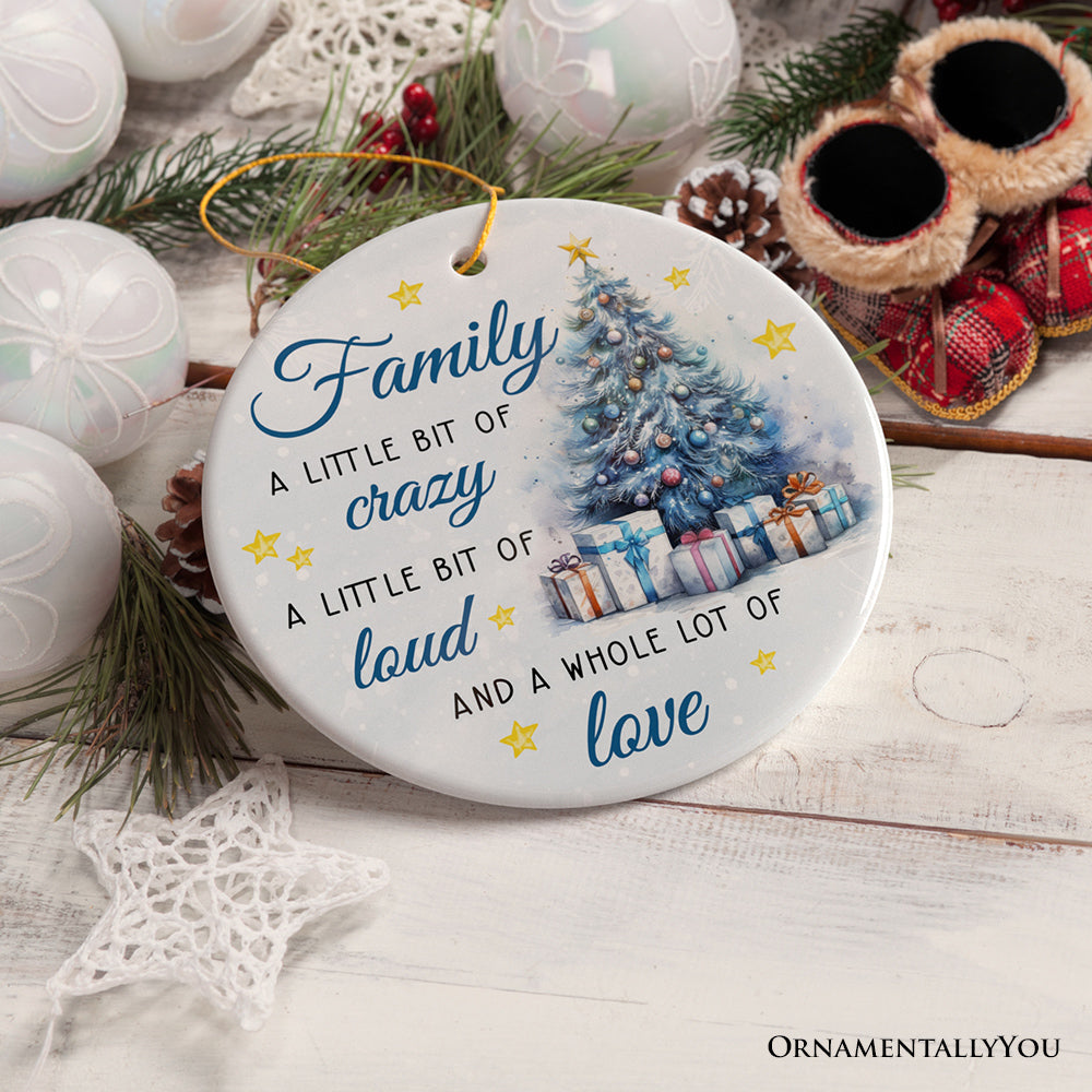 Amusing Family Quote Ornament, Charming Blue Christmas Appreciation Gift and Tree Decor