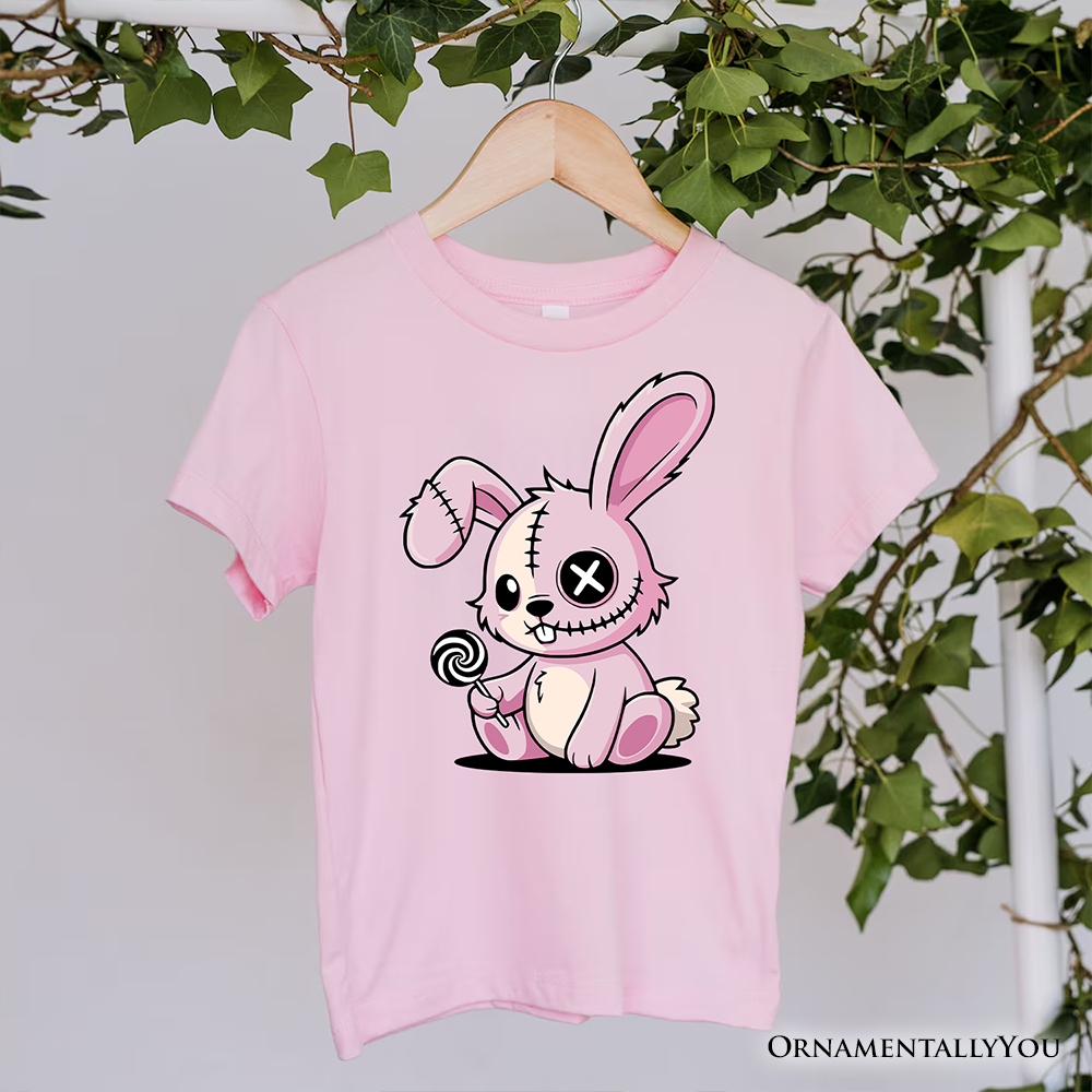 Pink Zombies Bunny Cute T-Shirt, Cute Gothic Halloween Tee