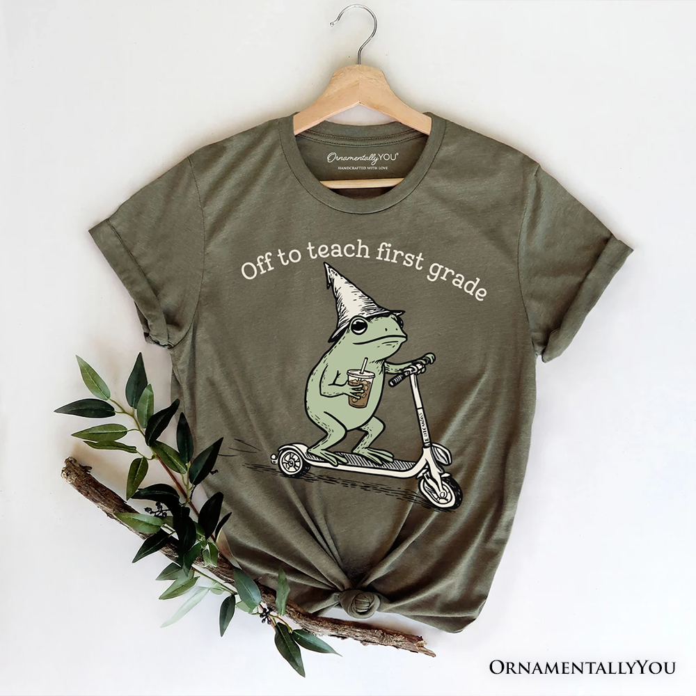Off to Teach First Grade Frog T-Shirt, Funny Teachers Tee
