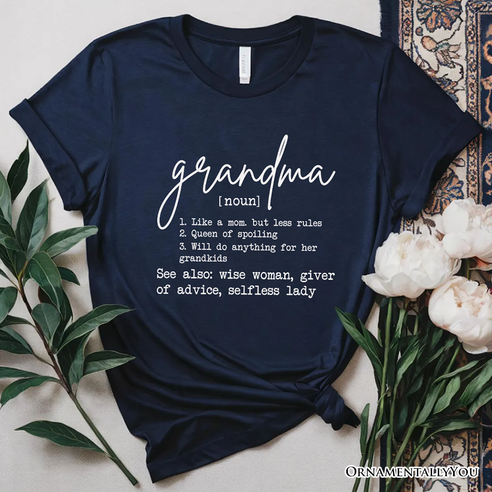 Grandma Definition T-Shirt, White, Natural, Navy and Black Funny Tee for Grandmothers