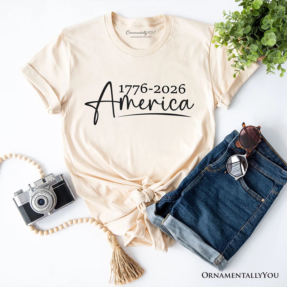 250 Years American Anniversary T-Shirt, 4th of July Minimalistic Patriotic 1776–2026 Tee