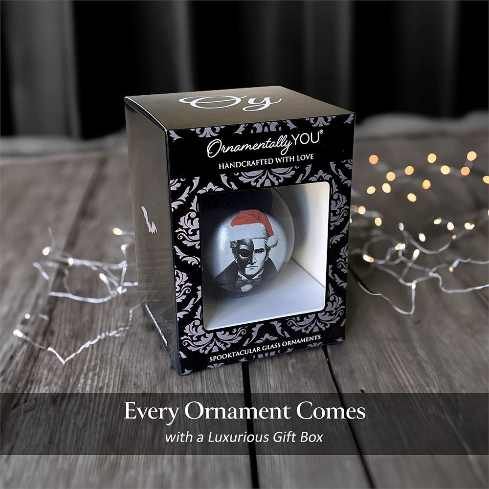 The Phantom of the Opera Christmas Spooky Portrait Glass Ornament, Black Horror Halloween Tree Decoration