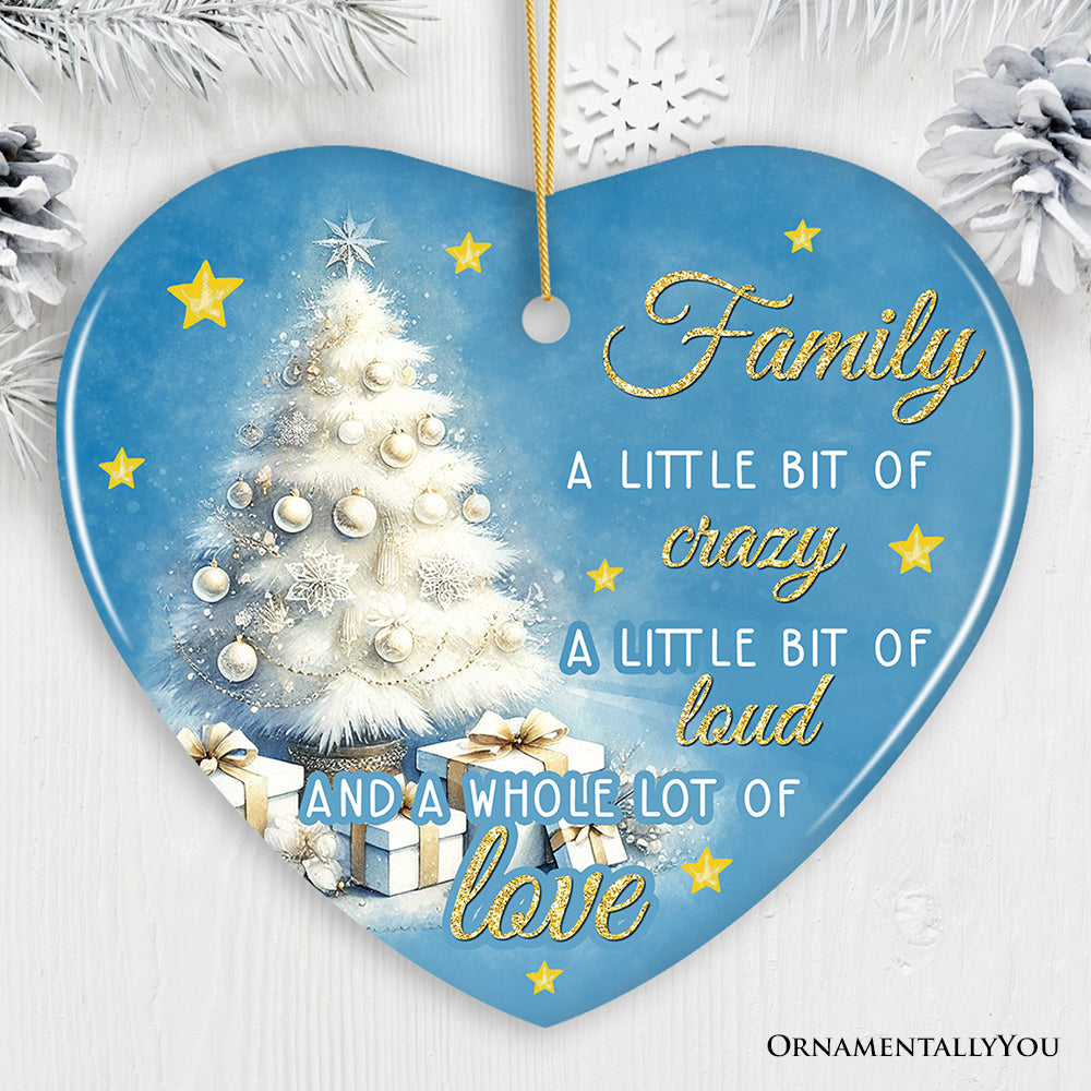Whimsical Family Quote Ornament, Enchanting White Christmas Appreciation Gift and Tree Decor