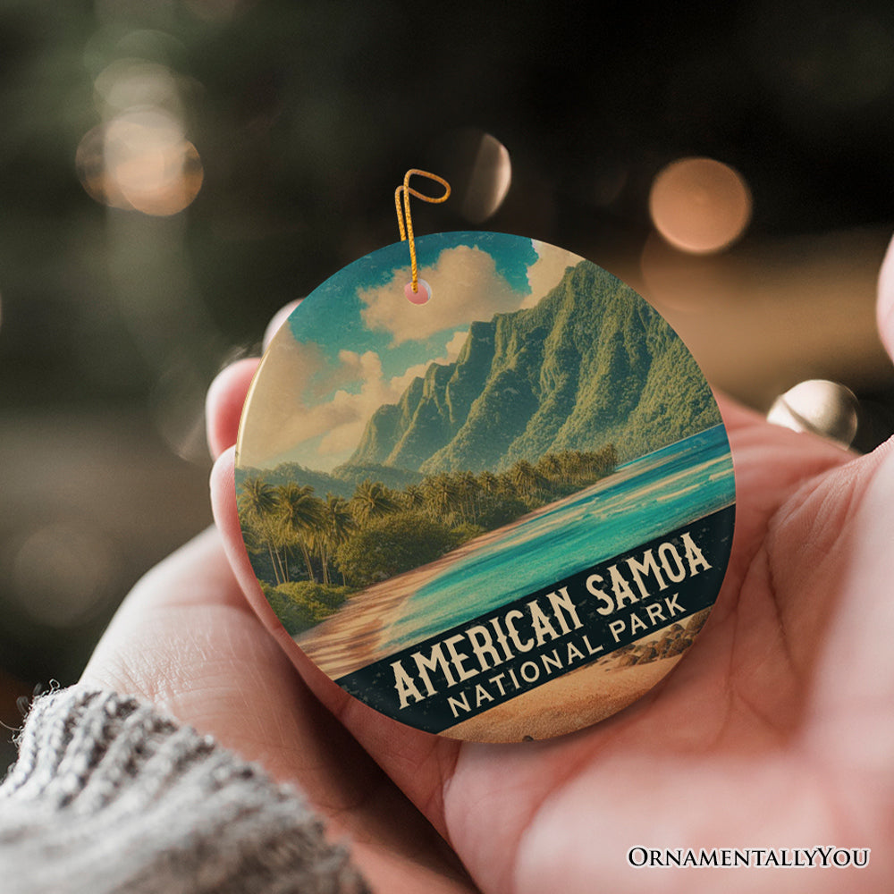 Lush American Samoa National Park Ornament, Pacific Tropical Coastline Christmas Gift and Island Rainforest Escape Keepsake