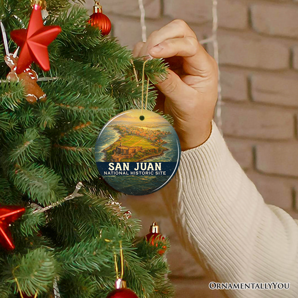 San Juan National Historic Site Ornament, Puerto Rico Coastal Fortress View Christmas Keepsake and Travel Souvenir