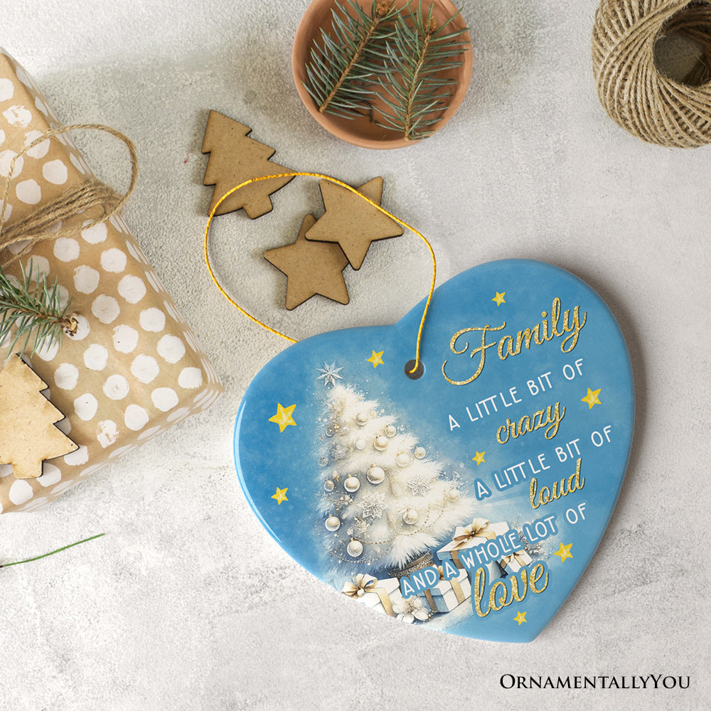 Whimsical Family Quote Ornament, Enchanting White Christmas Appreciation Gift and Tree Decor