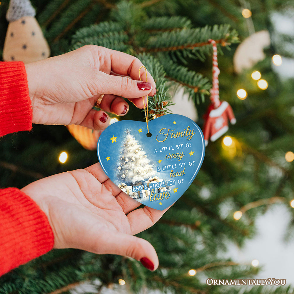 Whimsical Family Quote Ornament, Enchanting White Christmas Appreciation Gift and Tree Decor