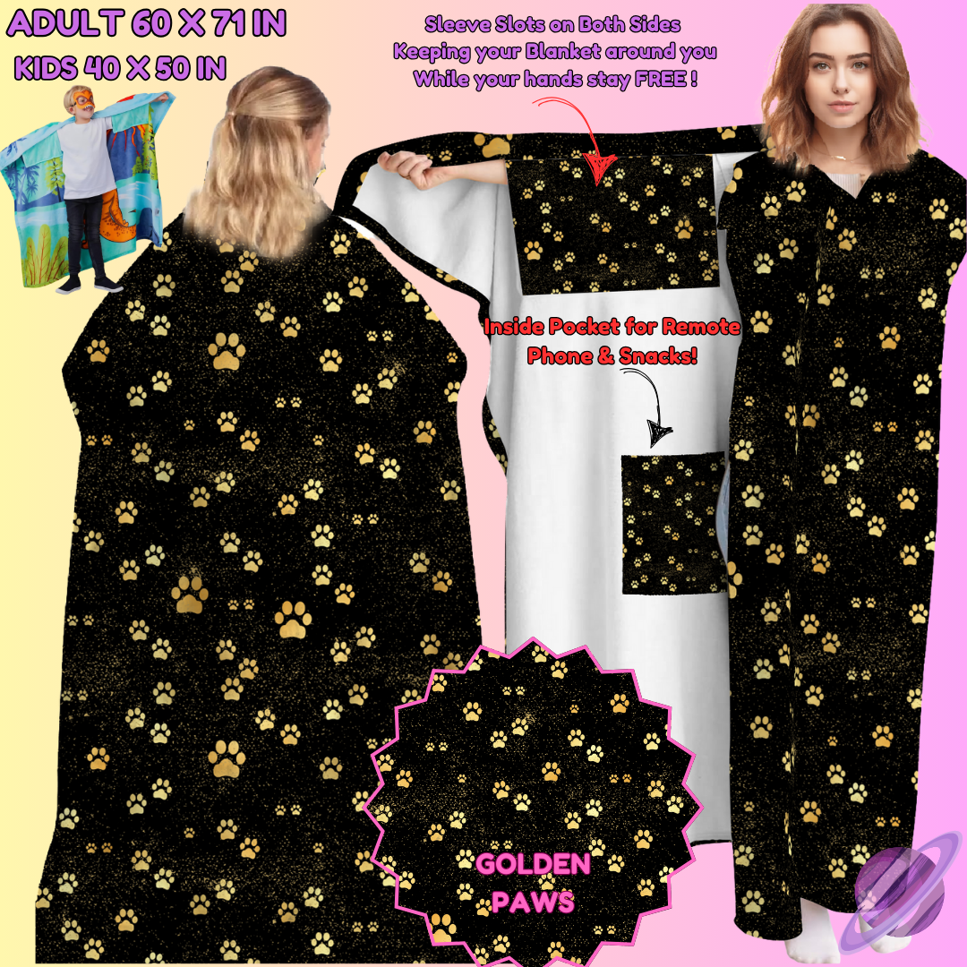 WEARABLE THROW RUN-GOLDEN PAWS-PREORDER CLOSING 8/31- ETA LATE NOV./EARLY DEC.